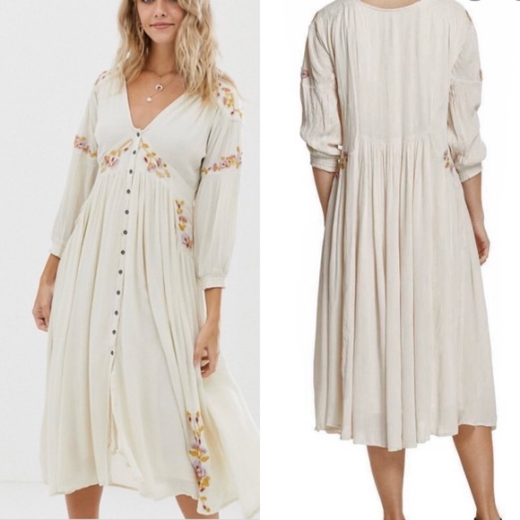 Free People- Day Glow embroidered midi dress - Picture 2 of 3